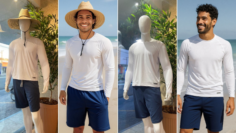 Antecipe o sucesso da sua coleção usando imagens realistas do FotoModel para testar aceitação no mercado.